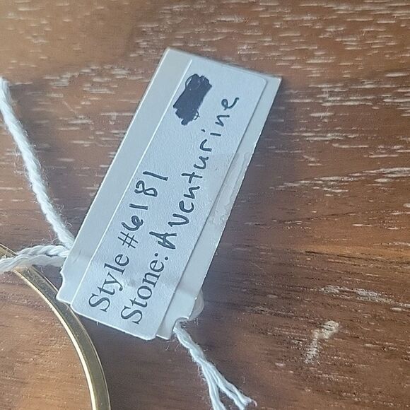 NWT Janna Conner Green Aventurine 18kt Gold Bracelet Good Luck Cuff Bangle NEW - Picture 6 of 14